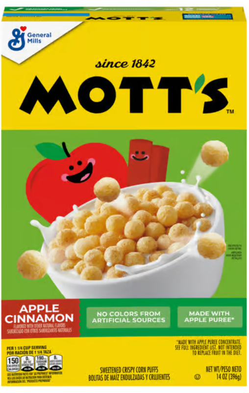 Mott's Apple Cinnamon cereal package